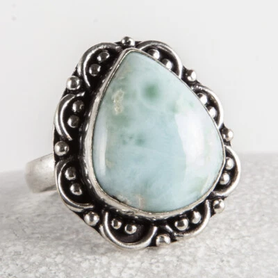 Wunderschöner, großer Silber Ring, Larimar aus der Karibik, Tropfen, Gr. 59 - Bild 1 von 4