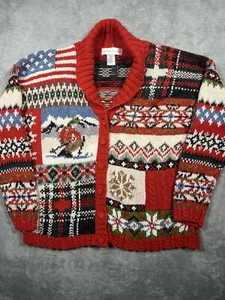 Cárdigan decorativo vintage informal de esquina para mujer grande grueso tejido con cable - Imagen 1 de 6