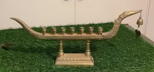 Antiker Supannahong Sami Royal Dragon Gondel Boot Kerzenhalter Messing 23" Thai - Bild 1 von 8