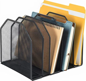 Desk File Organizer, Adjustable 5 Sections Upright Desktop Organizer File Sorter - Picture 1 of 7