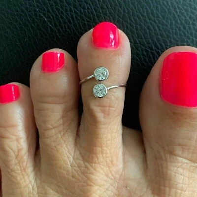 Round 0.50 Ct Simulated Diamond Women's Adjustable Toe Ring 925 Sterling Silve - image 1 of 4