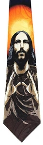 Unser Heiland Herren Krawatte Religiös Christlich Christus Bibel Jesus Blau Neck Tie  - Bild 1 von 4