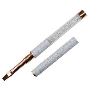 Gelpinsel Gr.4, eckig, Strass & Marmordesign + Pinselkappe, Modellagepinsel - Bild 1 von 2