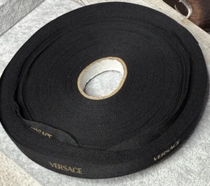 1/2 Inch By 50 meters Versace Black/Gold Logo Ribbon Gift Wrap Box of Bag/Shoes - Picture 1 of 2