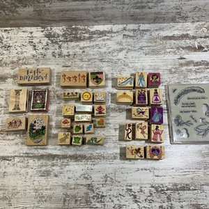 LOT of 45 Wood Rubber Stamps Princess Castle Fairy Mix Lot Assortment - Picture 1 of 5