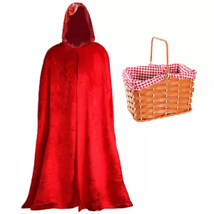 CHILD'S LITTLE RED RIDING HOOD WORLD BOOK DAY CLOAK AND BASKET FANCY DRESS - Picture 1 of 7
