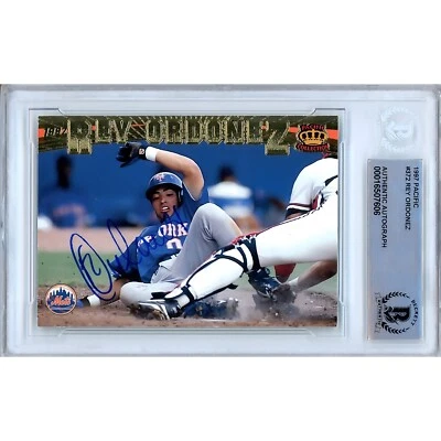 Rey Ordonez Signed 1997 Pacific #372 Card AUTO RC Beckett BAS Slabbed NY Mets - Image 1 of 4