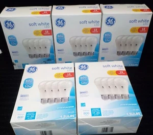 GE LED Light Bulbs 60 W SOFT WHITE A19 DIMMABLE Bulbs Medium Base Frosted Finish - Picture 1 of 8