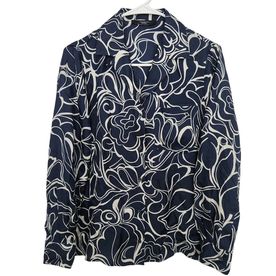 Camisa Weekend Max Mara Babila Silk-Twill Abotonada M Diseñador Tranquila Lujo Foto 1 de 4