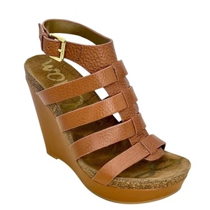 Sam Edelman braune Nayla Leder Käfig Riemchen Plateau Keilabsatz Sandalen Größe 7,5 - Bild 1 von 13