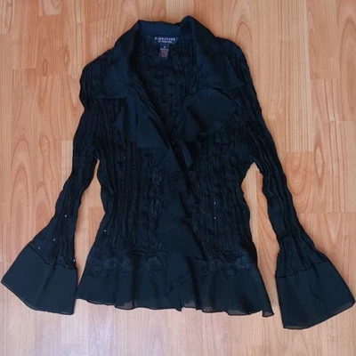 Top de mujer exclusivo Y2K Sheer Fairy Grunge Whimsigoth talla 16 negro vampiro de colección Foto 1 de 4