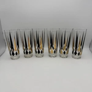 Juego de 6 vasos altos vintage Golden Peaks ancla enganche flecha atómica 7" MCM - Imagen 1 de 12