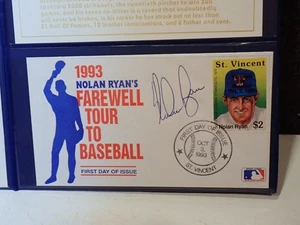 Salón de la fama 1993 Nolan Ryan's Farewell Tour autógrafo abierto primer día exhibición de portada - Imagen 1 de 5
