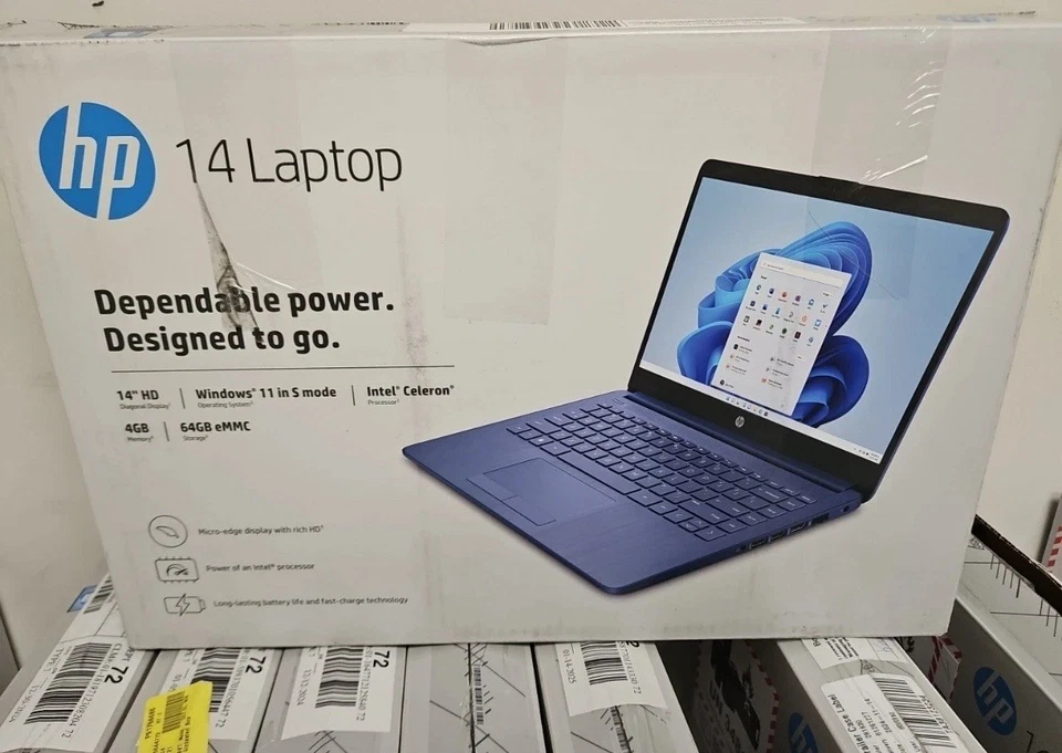 HP Stream 14-CF2111WM 14'' (64GB eMMC Intel Celeron N4120 4GB RAM) Laptop - Blue - Image 1 of 1