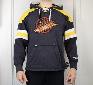 CCM Men's Lace-Up Hoodie XL Vancouver Canucks Skate Logo NHL Hockey Jersey Lacer - Bild 1 von 10