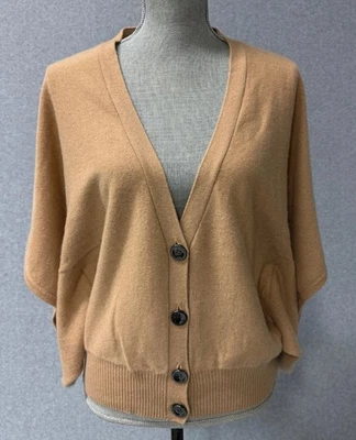 Cárdigan Suéter Tory Burch Cachemira Tostada Manga Dolman Botón Talla Pequeña DEFECTUOSO Foto 1 de 4