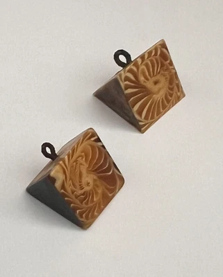 VINTAGE MARION WEEBER SLICE OF CHEESE REALISTIC CELLULOID BUTTON LOT OF 2 - Image 1 of 4