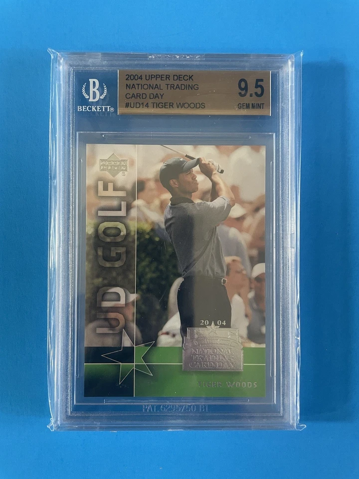 TIGER WOODS 2004 UPPER DECK NATIONAL TRADING CARD DAY #UD-14 BGS 9.5 GEM MINT  - Image 1 of 2