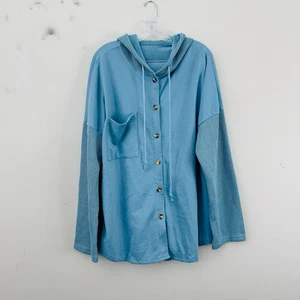 Sudadera con capucha azul abotonada para mujer talla 2XL - Imagen 1 de 6