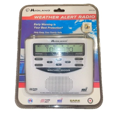 Midland WR-120 Emergency Weather Alert Radio with Alarm Clock  - White - Image 1 of 2