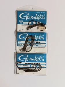 3 paquetes de 5 ganchos de gusano de goma Gamakatsu tamaño 5/0. Bronce - Imagen 1 de 1