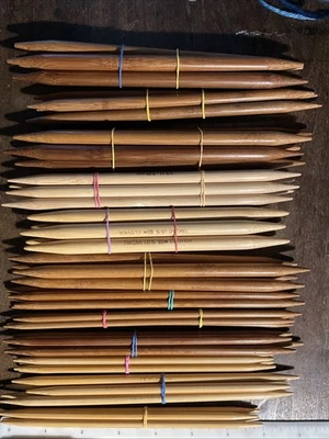 Lot Of 12 Sets Double Pointed Knitting Needles Bamboo Most Larger Sizes Clover + - Image 1 of 4