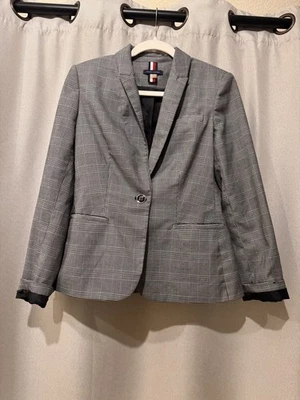 Tommy Hilfiger Blazer Mujer 12 Cuadros Elastizado Traje Chaqueta Carrera Oficina Clásico Foto 1 de 4