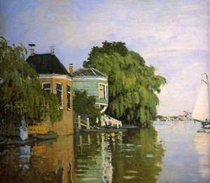 Perfect Oil painting Claude Monet - Zaandam summer landscape with green trees - Picture 1 of 1