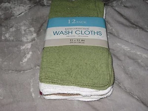 12 pc. Washcloths Bath Face Body 11x11 100% Cotton Clean Bathroom NEW! - Picture 1 of 2