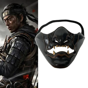 Cosplay Ghost of Tsushima Sakai Half Face Samurai Mask Black Halloween Props* - Picture 1 of 24