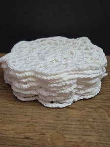 3 3/4 Zoll Rundstricken/Häkeln Weiß Deckchen 12 Stück - Bild 1 von 4