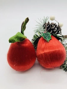 Vintage Weihnachtsschmuck Satin Früchte 2er Set - Bild 1 von 6