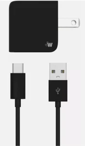 Just Wireless Wall Charger USB 12W/2.4A with USB-C to USB Cable 6ft Iphone 15/16 - Picture 1 of 1