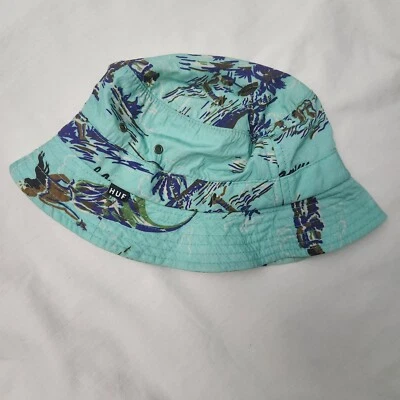 Sombrero de cubo HUF ALOHA Hawaii Hula estampado de playa S/M verde espuma de mar hecho en EE. UU. Foto 1 de 4