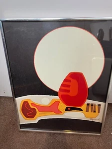 Antonio Guansé ""Natura morta"" serigrafia astratta 19"" x 15,5"" con cornice - Foto 1 di 5