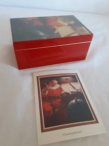 Santa Checking His List Lack Spieluhr 1991 spielt Silber Glocken Punze - Bild 1 von 6