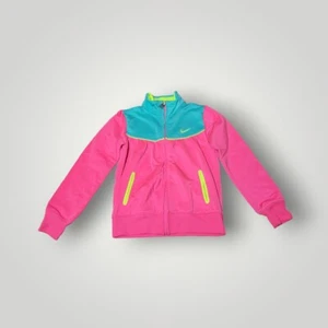 Nike Track Jacket Girls Size 5  Full Zip Swoosh on Front Pink Aqua  - Picture 1 of 7