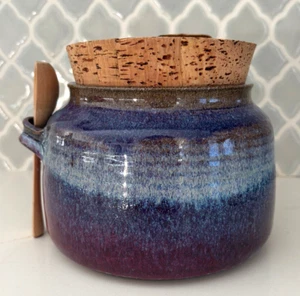 Bruce Larrabee Signed Studio Art Pottery Glazed Stoneware Jar with Cork Lid - Picture 1 of 8