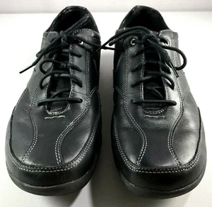Clarks In Motion Oxfords Black Leather Lace Up Shoes Mens Size 10 M - Picture 1 of 12