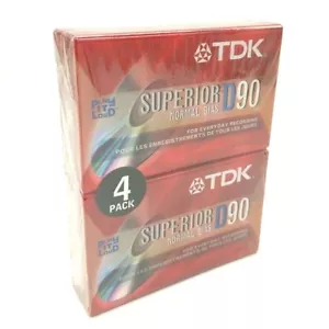 Paquete de 4 cintas de casete de audio con sesgo normal superior TDK D90 para grabación diaria - Imagen 1 de 7