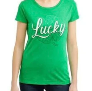 Womens St Patricks Day T-Shirt Green Lucky Shamrock Clover Tee Size XL - Picture 1 of 5