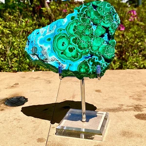 1.78LB  Natural peacock stone silicon peacock hand polished sheet - Picture 1 of 12