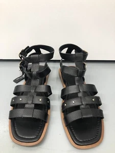Marks & Spencer schwarze Leder Riemchen Sandalen Flats UK 7 EU 40,5 weite Passform - Bild 1 von 11