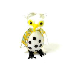 Cute Glass Owl Mini Figurine Japan Style Cartoon Animal Tiny Statue Handcraft