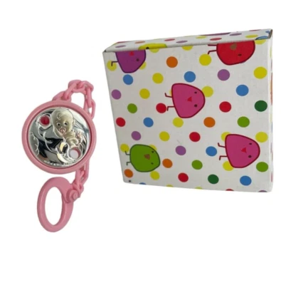 Portaciuccio Spilla in Argento rosa portafortuna Bambina/Bebè+Confezione Regalo. - Immagine 1 di 4