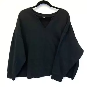 Torrid Relaxed Fit Crop Sweatshirt Size 4 4X Cozy Fleece Notch Black Casual 4XL - Picture 1 of 11