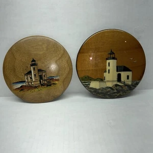 Juego De Colección De 2 Pinturas Pintadas A Mano Oregon Coast Myrtlewood "6" - Imagen 1 de 8