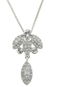 GIVENCHY Silver-Tone Vintage Pave Drop Pendant Necklace NEW - Picture 1 of 4