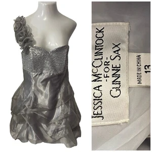 Vestido Jessica McClintock Mujer 13 Plateado Gunne Sax Baile de graduación Vacaciones Fecha Elegante - Imagen 1 de 15