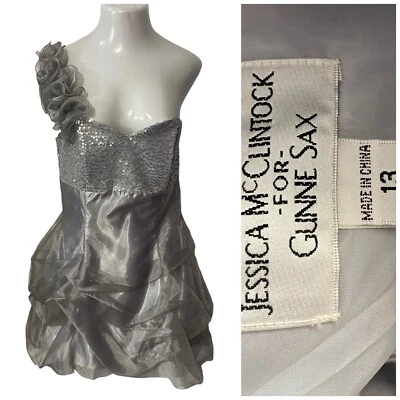 Jessica McClintock Dress Womens 13 Silver Gunne  Sax Prom Holiday Date Elegant - Image 1 of 4
